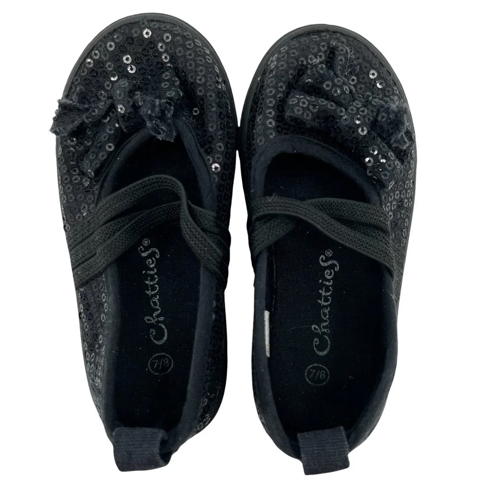 Chatties Black Sequin Ballet Flats Size 7/8 Toddler Girl’s